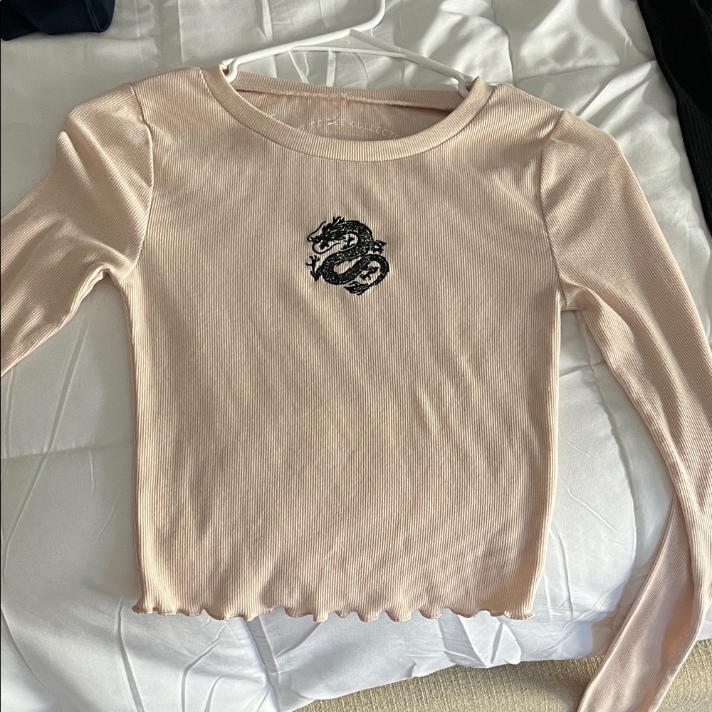 Aeropostale Ribbed Tee in Soft Pink